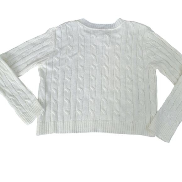 NWT Cotton Emporium Girls  Ivory Cable Knit Long Sleeve Sweater Large - Picture 7 of 7